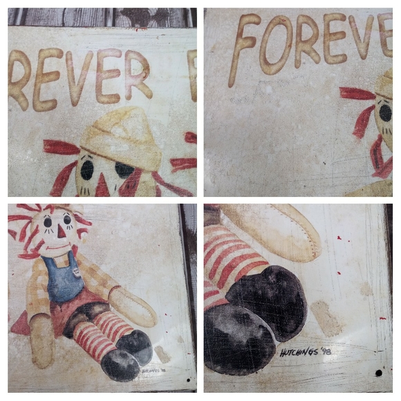 Vintage Raggedy Ann & Andy 1998 Metal Sign Retro Throwback Kids Room Decor *WEAR - Picture 5 of 9
